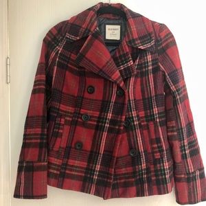 Plaid pea coat